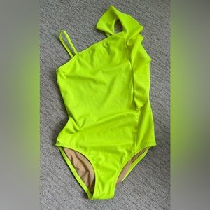 Crewcuts one piece neon yellow bathing suit, size 10